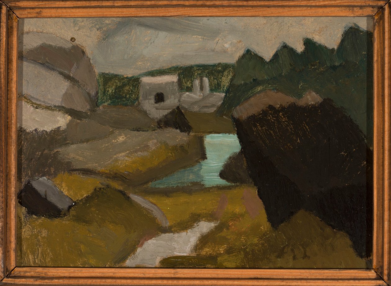 Paisagem rochosa com água de Tadeusz Makowski