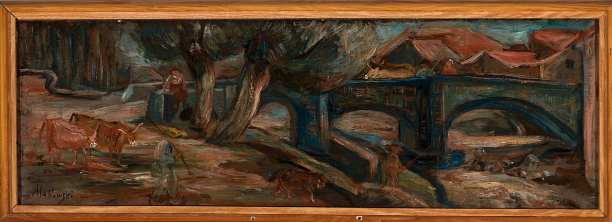 Paisagem com ponte e vacas (Espaly) de Tadeusz Makowski