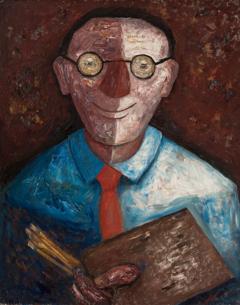 Retrato de um homem com uma paleta (Jacques Gotkowski) de Tadeusz Makowski