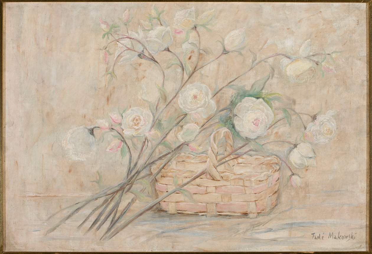 Rosas com um cesto de Tadeusz Makowski