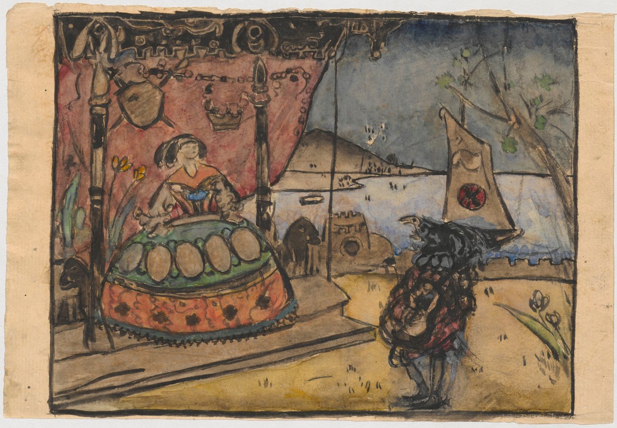 Serenata - esboço para uma xilogravura de Tadeusz Makowski