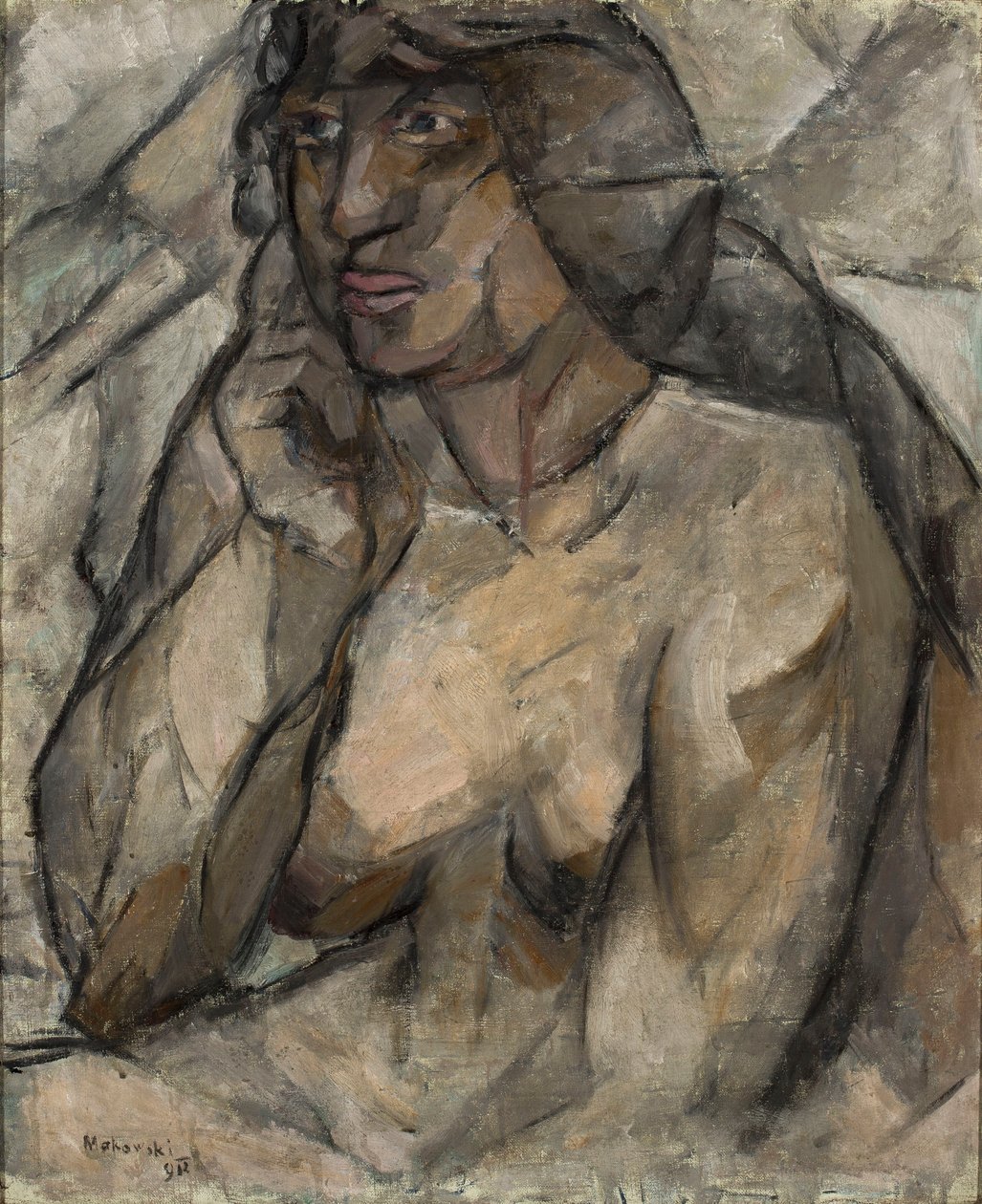 Estudo de nu (meio nu feminino) de Tadeusz Makowski