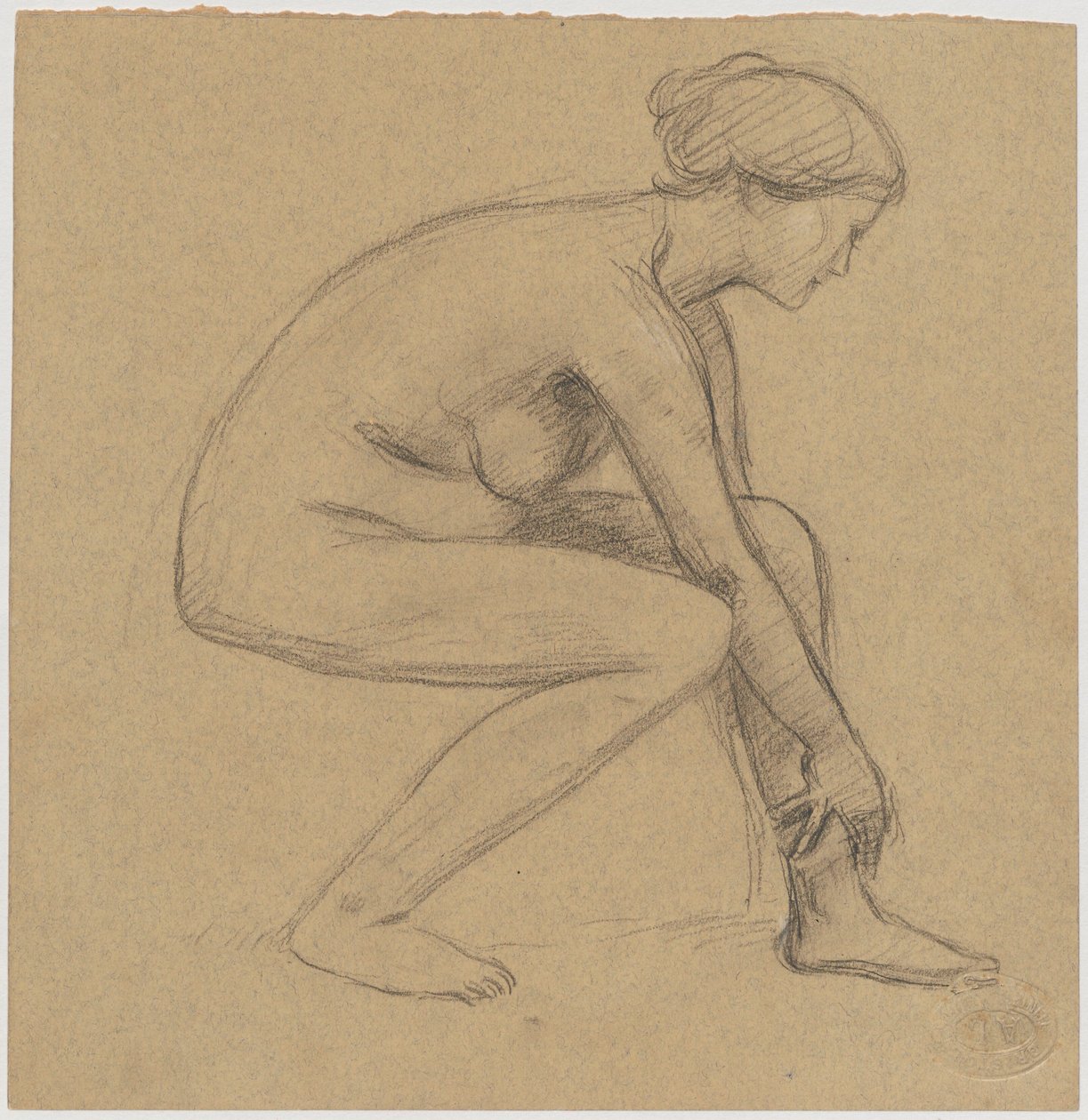 Estudo de um nu de uma mulher sentada de Tadeusz Makowski