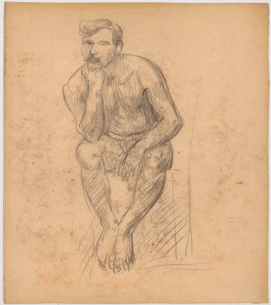 Estudo de um nu masculino sentado de Tadeusz Makowski