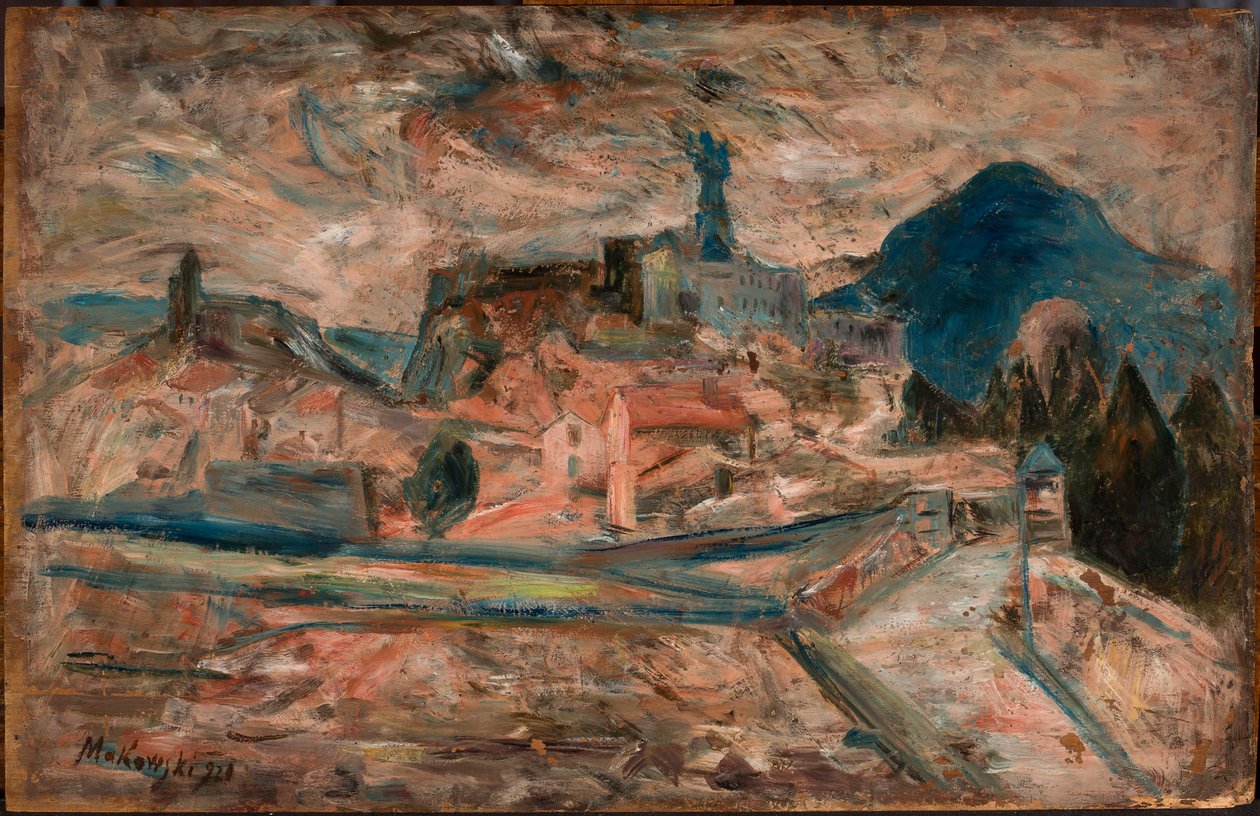 Vista de uma pequena cidade nas montanhas (Le Puy) de Tadeusz Makowski