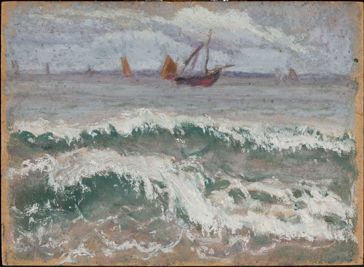 Mar agitado com barcos de Tadeusz Makowski