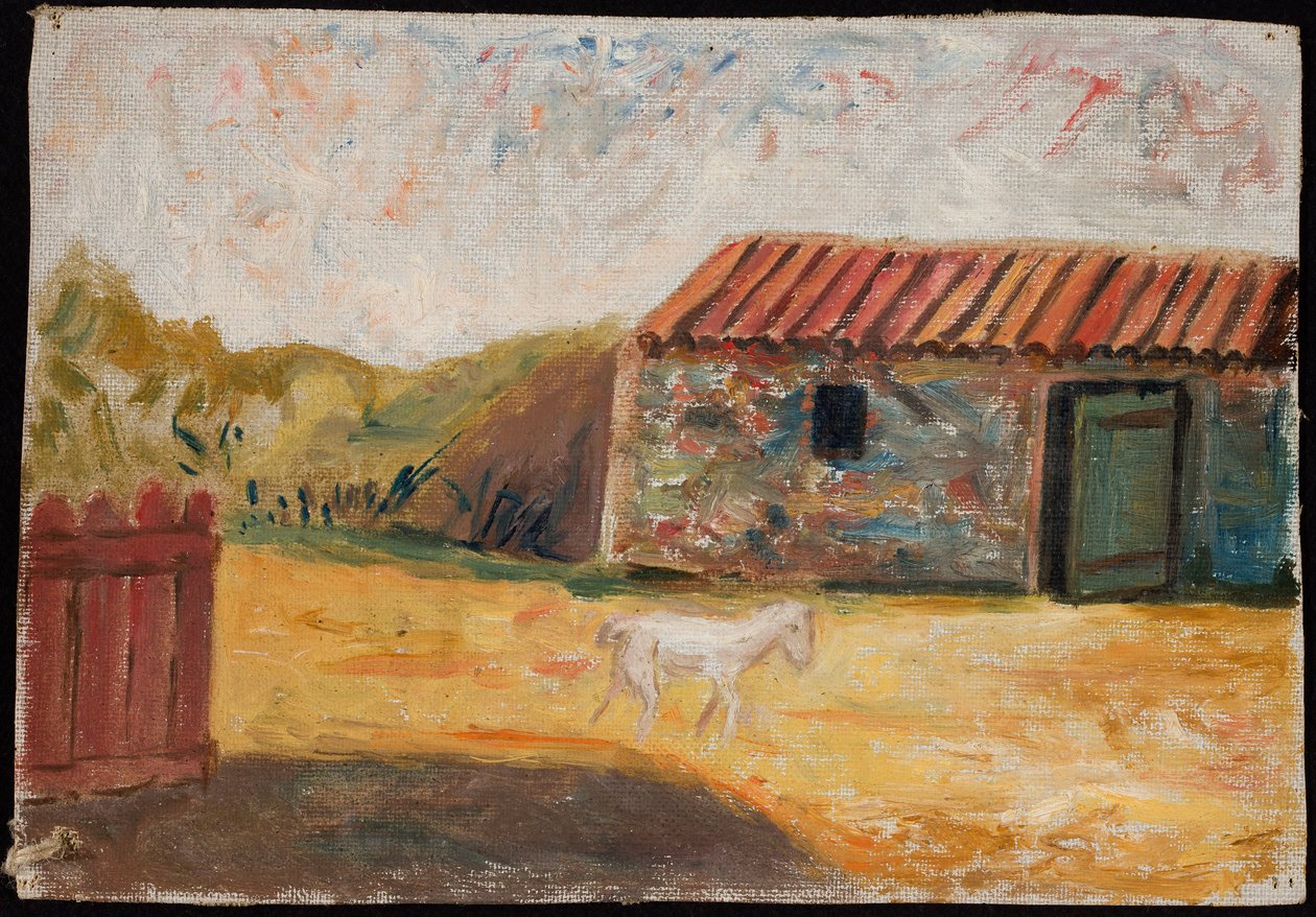 Quinta rural com um potro branco de Tadeusz Makowski