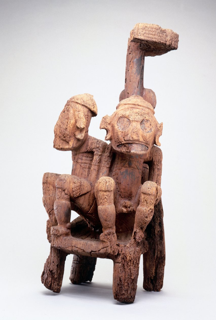 Zemi com figuras gêmeas (madeira) de Taino Culture