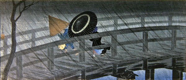 Chuveiro em Terashima (impressão a cores em bloco de madeira) de Takahashi  Hiroaki