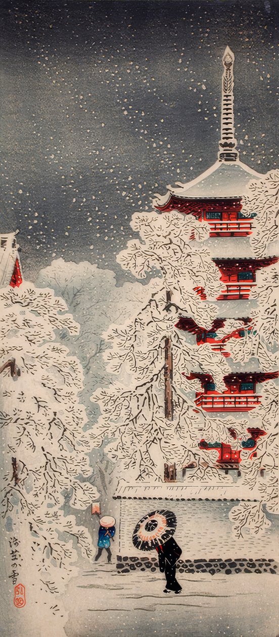 Neve perto de Asakusa, Yedo, Província de Musashi de Takahashi Hiroaki