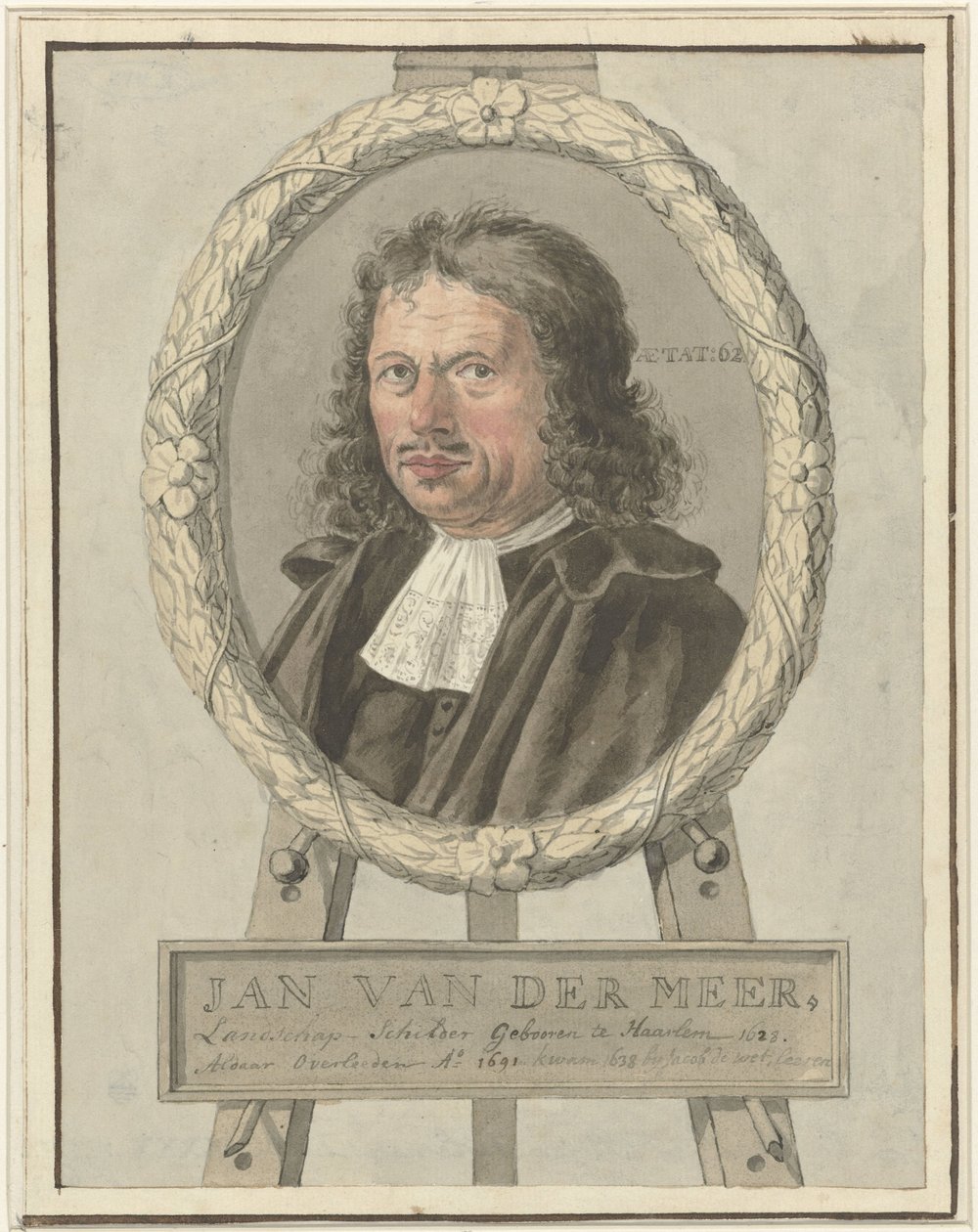 Retrato de Johannes van der Meer the Elder, em coroa de louros no cavalete de Tako Hajo Jelgersma (possibly)