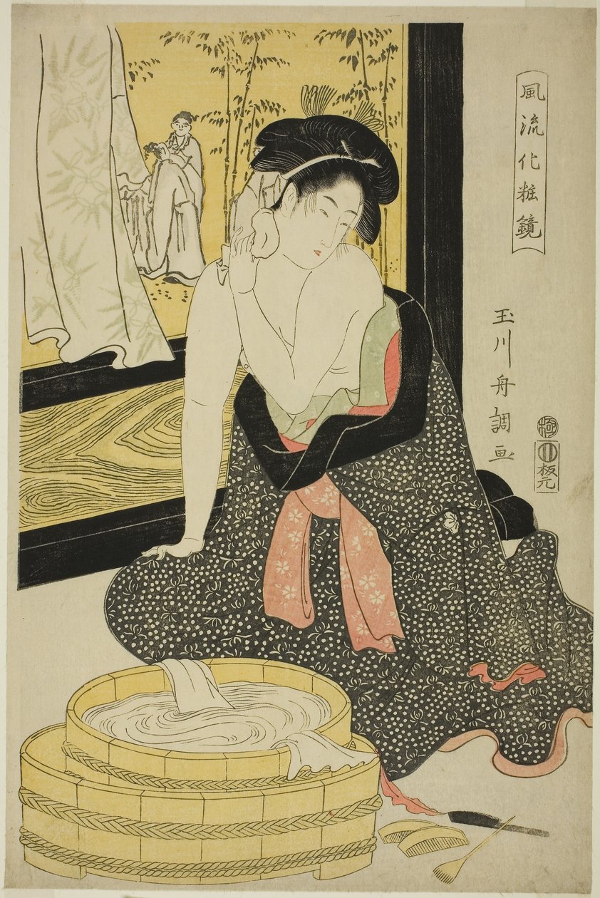 Espelho de Elegância (Furyu kesho kagami) (impressão a cores de bloco de madeira; oban) de Tamagawa Shucho