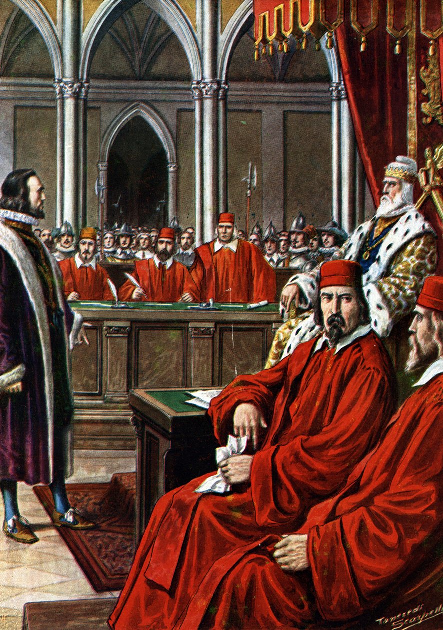 Guerra cretense: o julgamento de Francesco Morosini após o cerco de Candia, acusado de cobardia e traição no seu regresso a Veneza de Tancredi Scarpelli