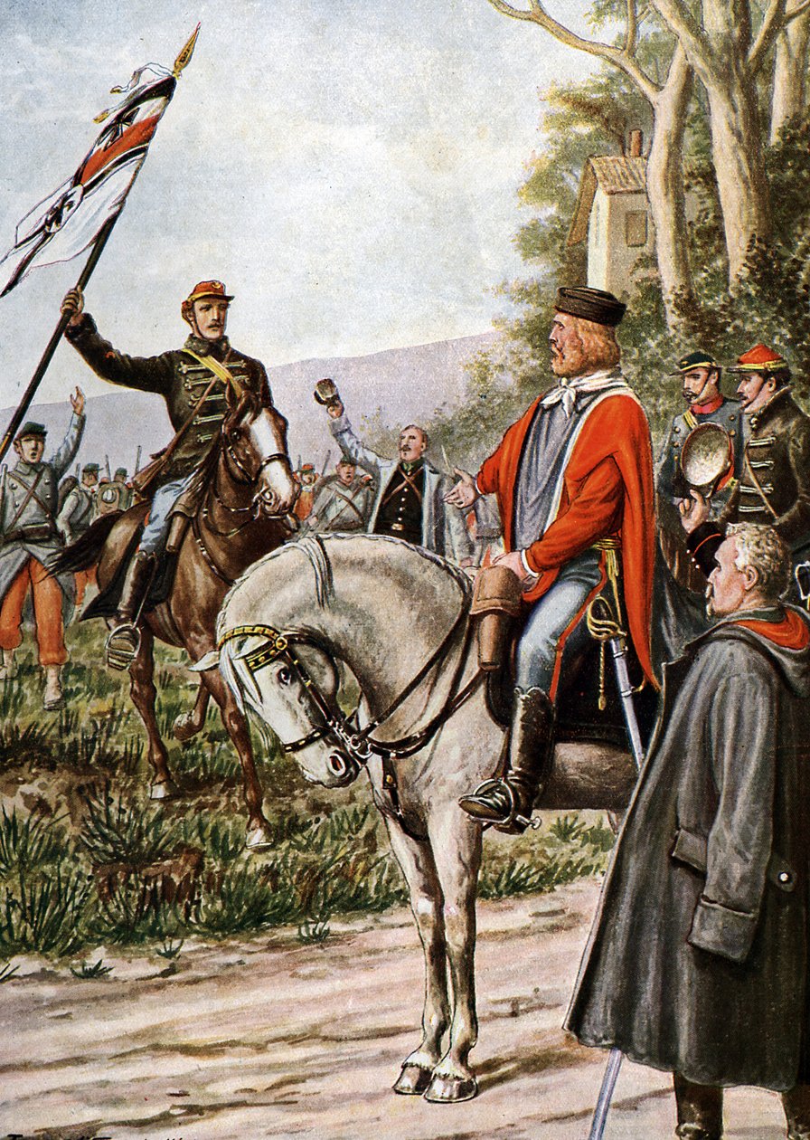 Guerra Franco-Prussiana de 1870: O patriota italiano Giuseppe Garibaldi durante as Batalhas de Dijon de Tancredi Scarpelli