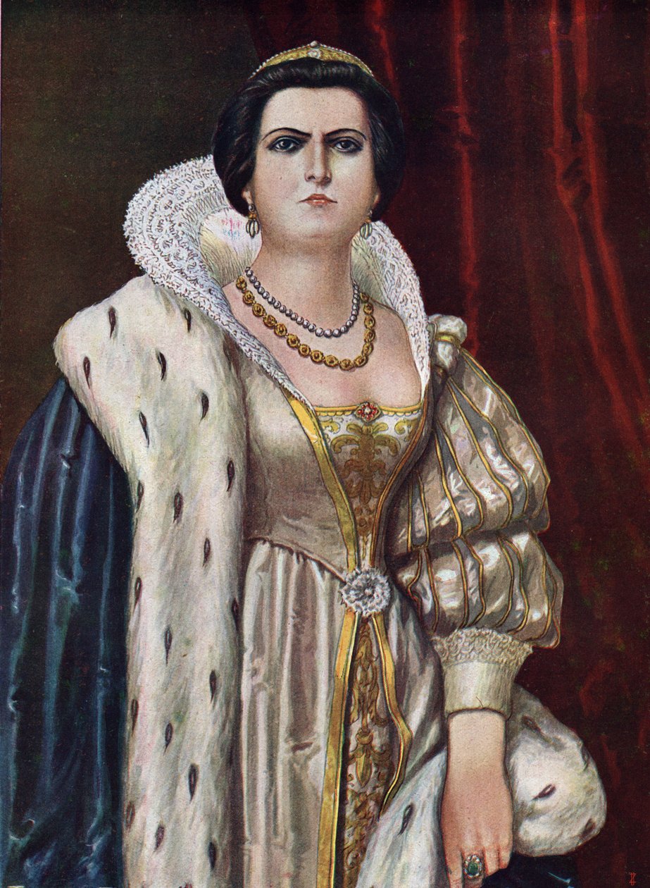Retrato de Lucrezia Borgia (Lucrece Borgia) (1480 - 1519) Ilustração de Tancredi Scarpelli (1866-1937) de “Storia d
