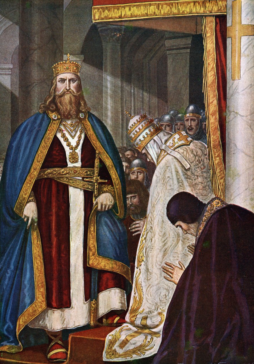 A coroação de Carlos Magno (742-814) pelo Papa Leão III (750-816) de Tancredi Scarpelli