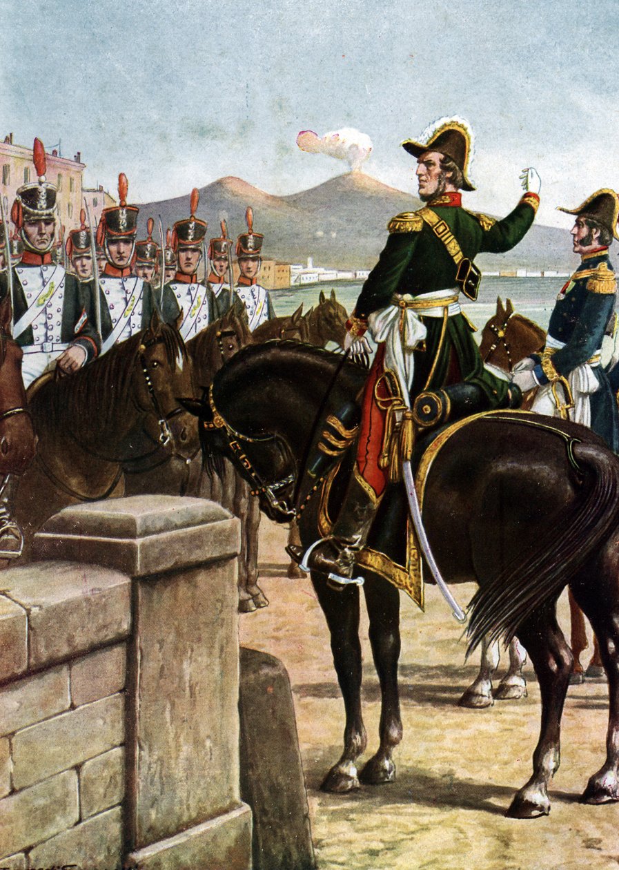 Revolta no Reino das Duas Sicílias (1820): “” O militar Guglielmo Pepe organizou suas tropas em 1820 em Nápoles, Itália - (patriota italiano Guglielmo Pepe na Ponte della Maddalena em Nápoles durante o movimento revolucionário de Tancredi Scarpelli
