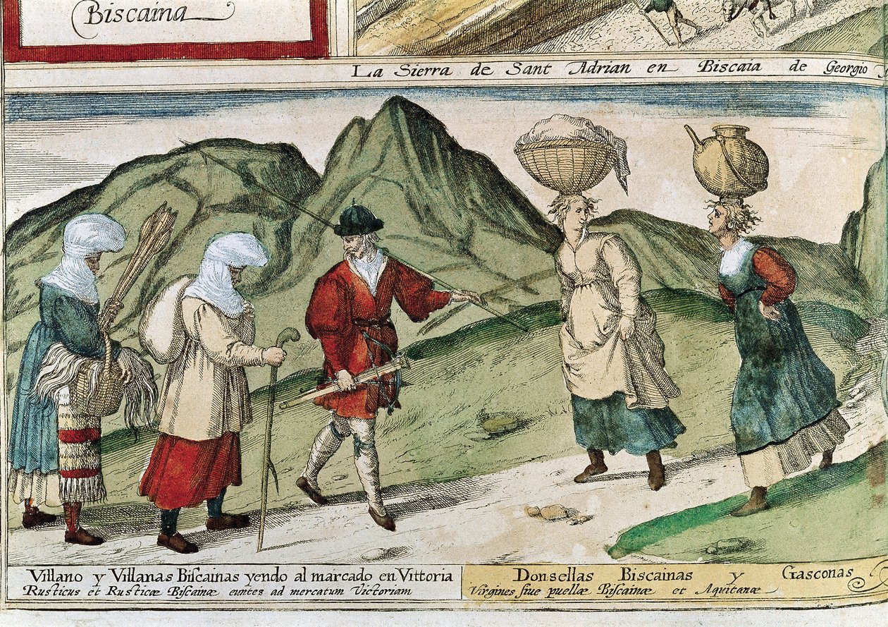 Camponeses bascos. Gravura de Franz HOGENBERG de T.and R. Annan and Sons
