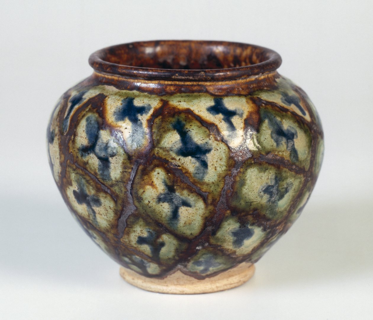 Jarra Pequena, dinastia Tang, 618-907 AD (grés com esmalte policromado com chumbo) de Tang Dynasty Chinese School
