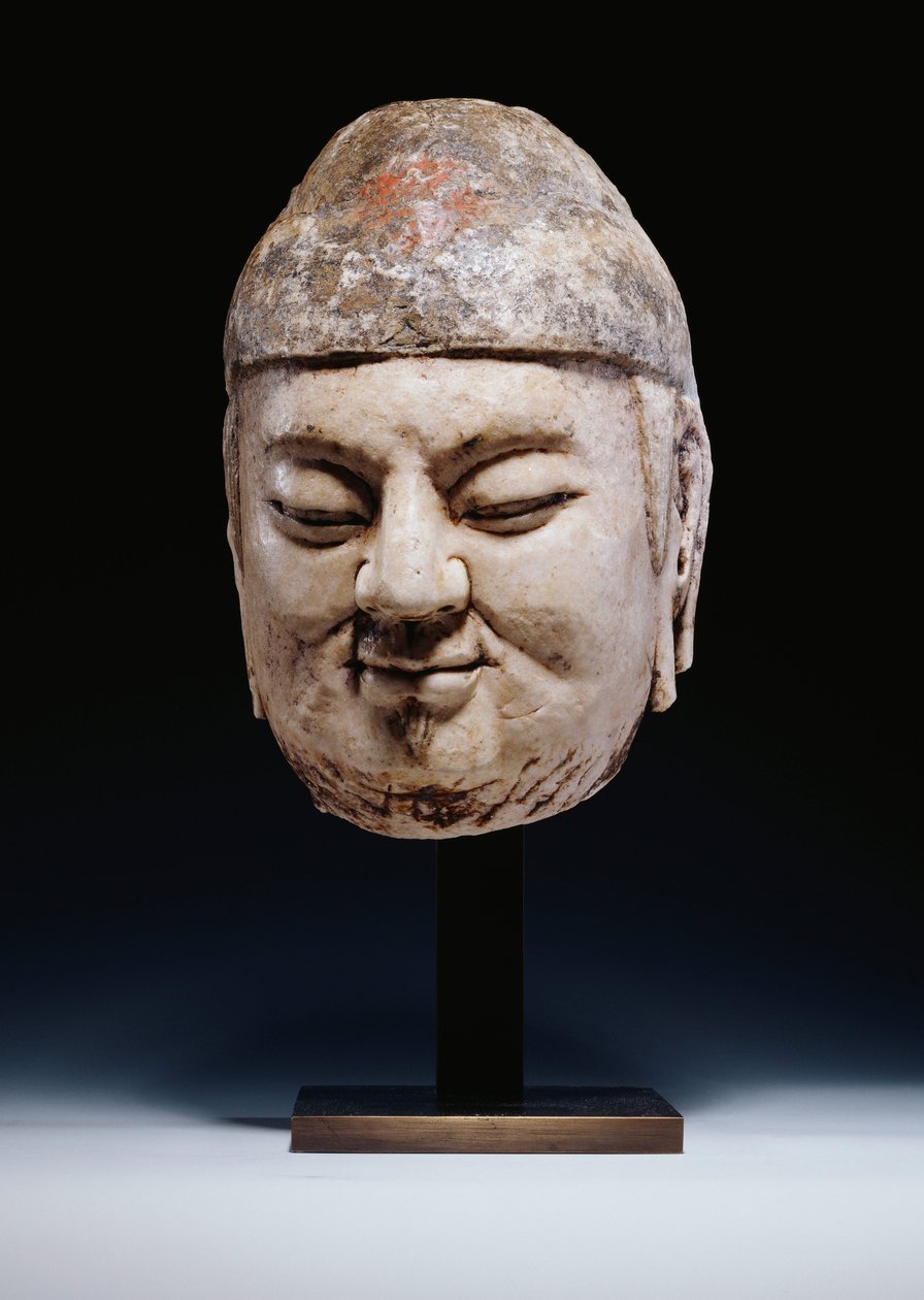 Uma cabeça de mármore de um oficial da Dinastia Tang ou um pouco antes, c.618-907 de Tang Dynasty Chinese School