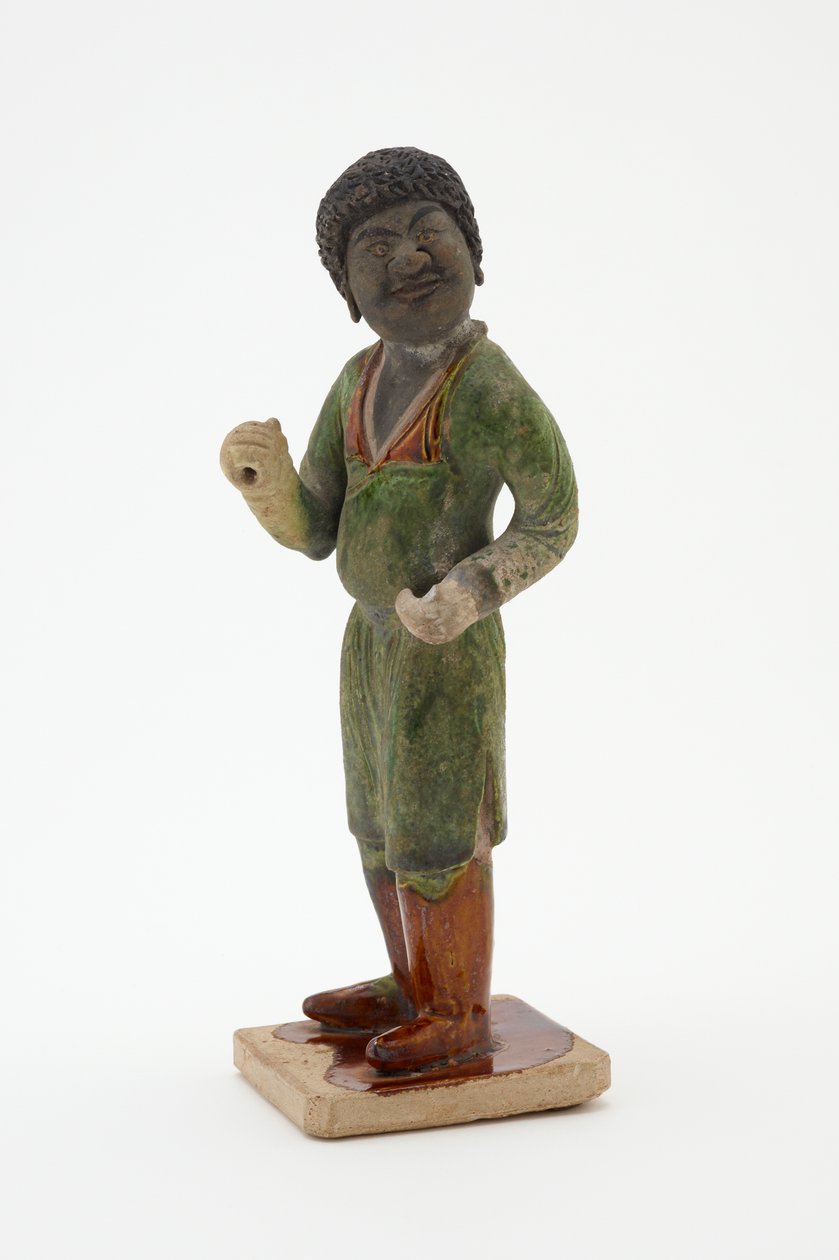 Noivo, c.700-750 (louça de barro com esmalte de chumbo-silicato e detalhes pintados) de Tang Dynasty Chinese School