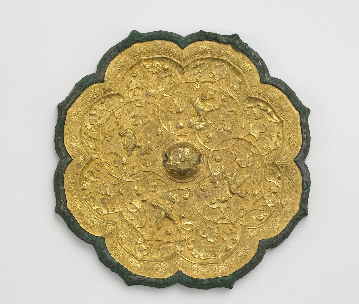 Espelho (bronze e ouro) de Tang Dynasty Chinese School