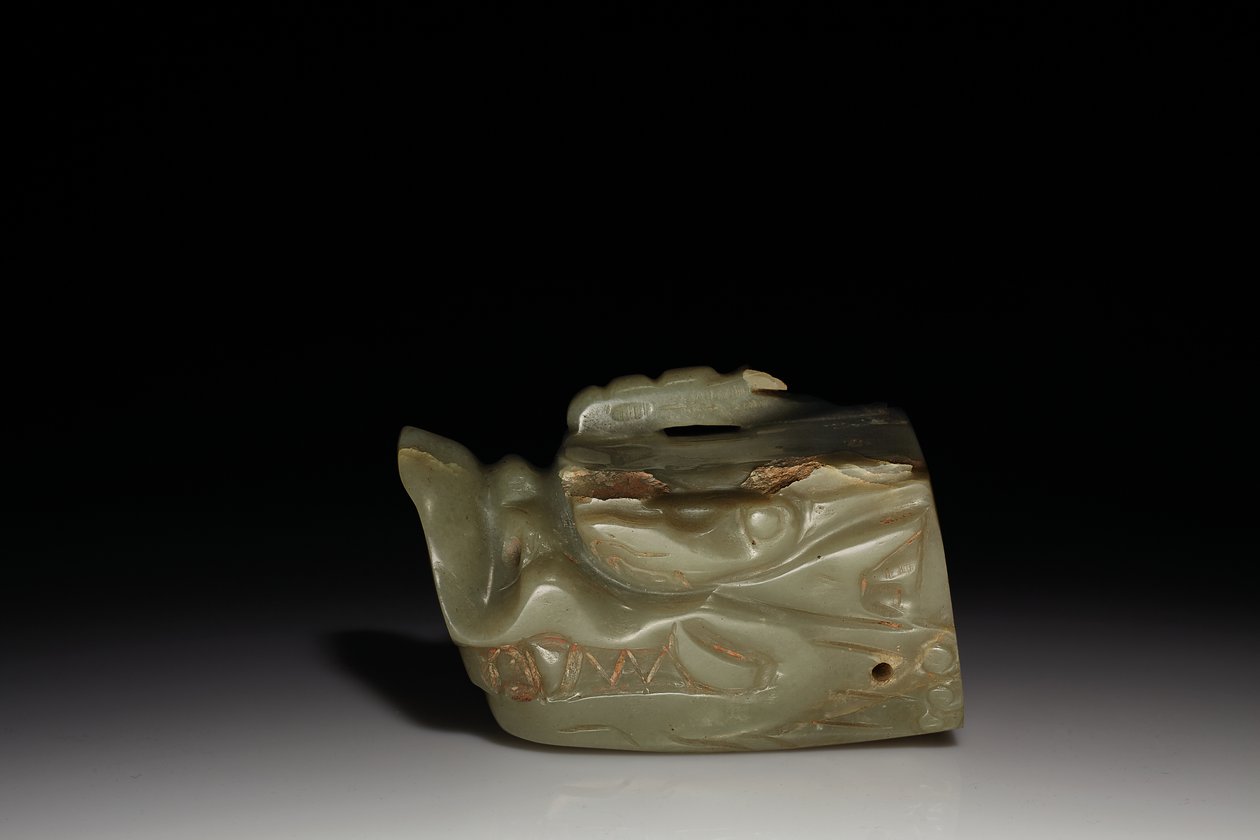 O Junkunc Jade Dragon Head (jade) de Tang Dynasty Chinese School