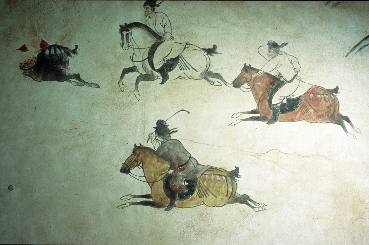 Túmulo do Príncipe Herdeiro Zhang, 2º ano de Shenlong, dinastia Tang, 618-907 de Tang Dynasty Chinese School