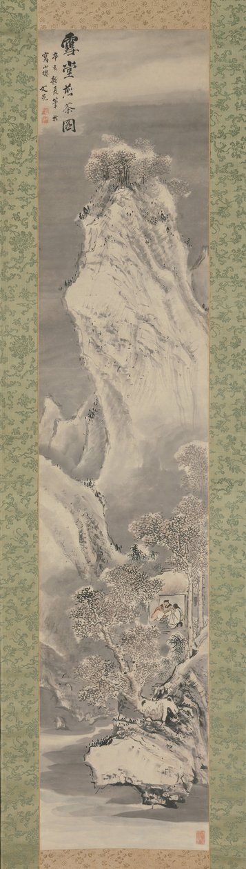 Fazendo chá em uma cabana coberta de neve, 1791. de Tani Buncho