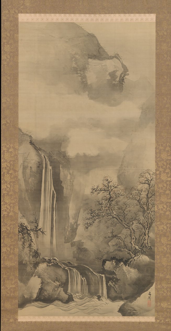 Paisagem com Cachoeira, 1828. de Tani Buncho