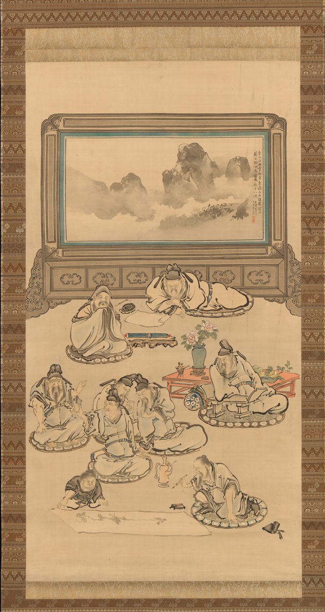 Os Oito Imortais da Taça de Vinho, 1828. de Tani Buncho