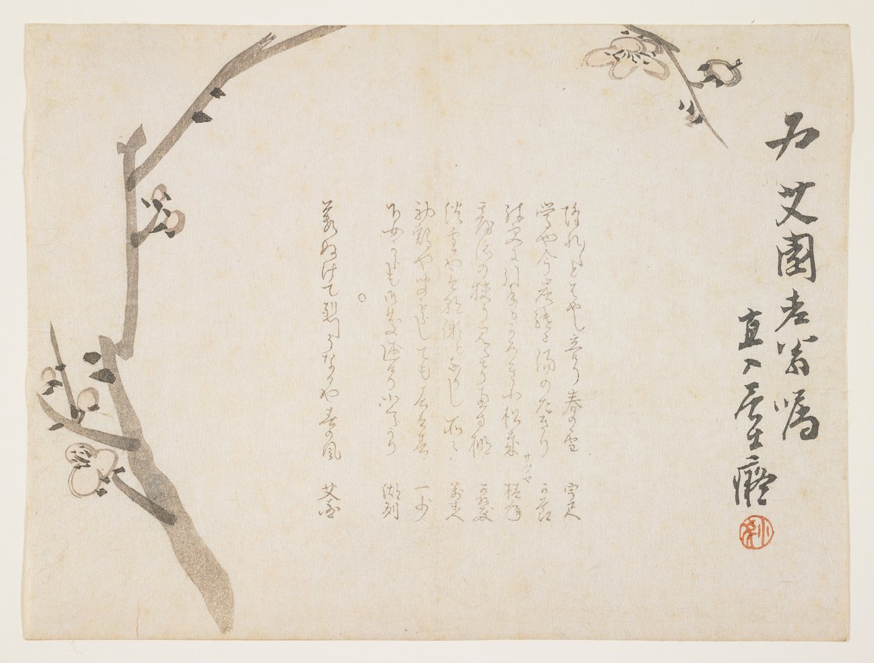 Flores de ameixa, c.1848-53 (impressão de woodblock de cor) de Tanomura Chokuny