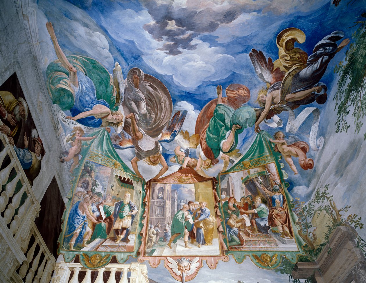 Jesus sendo apresentado a Pilatos, detalhe da abóbada afresco de Antonio d
