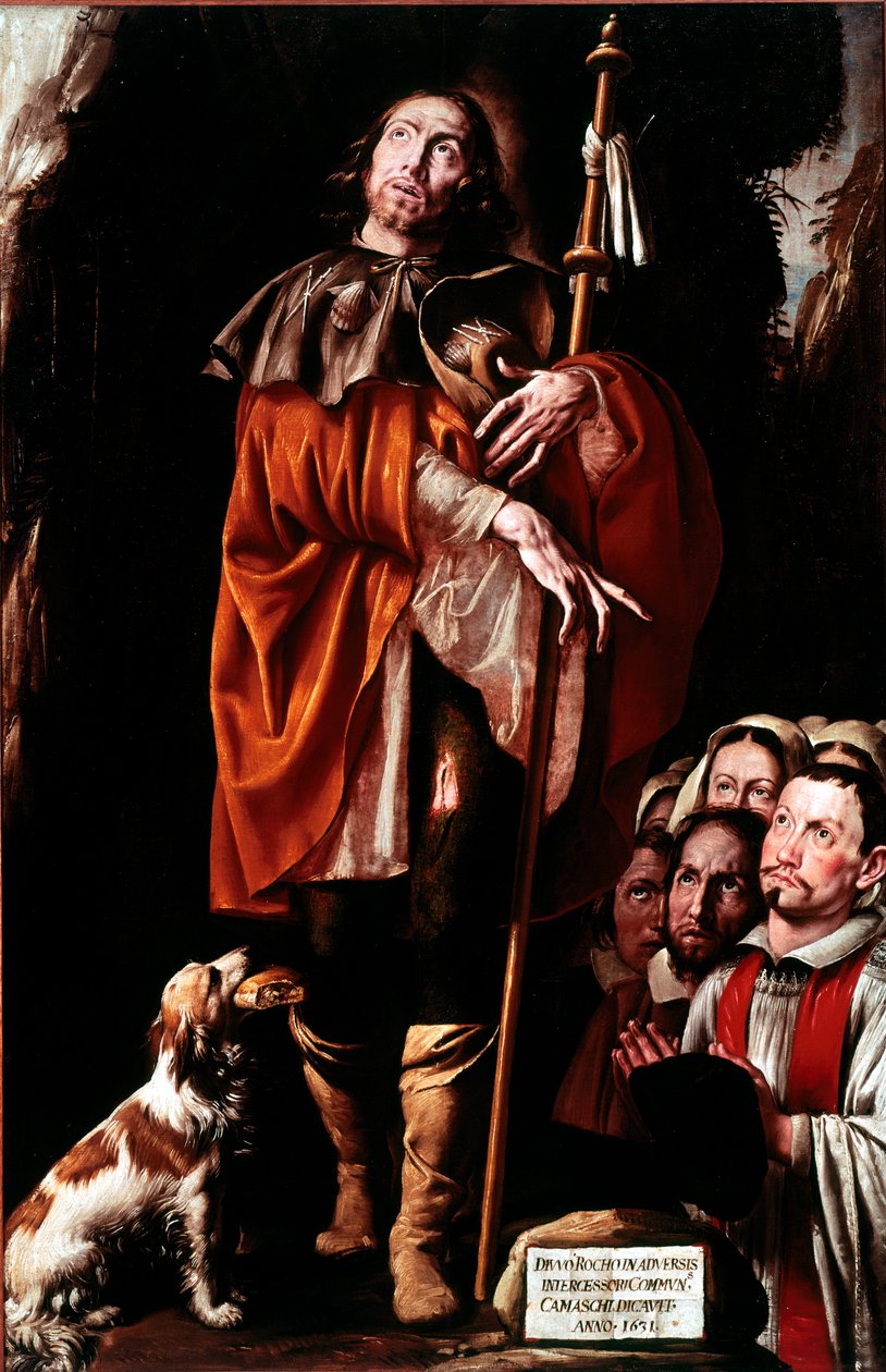 São Roque O santo carrega o bubão da peste na perna. Quadro de Tanzio da Varallo de Tanzio da Varallo
