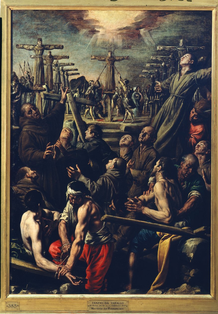 O martírio dos frades franciscanos em Nagasaki, c.1627 (óleo sobre tela) de Tanzio da Varallo