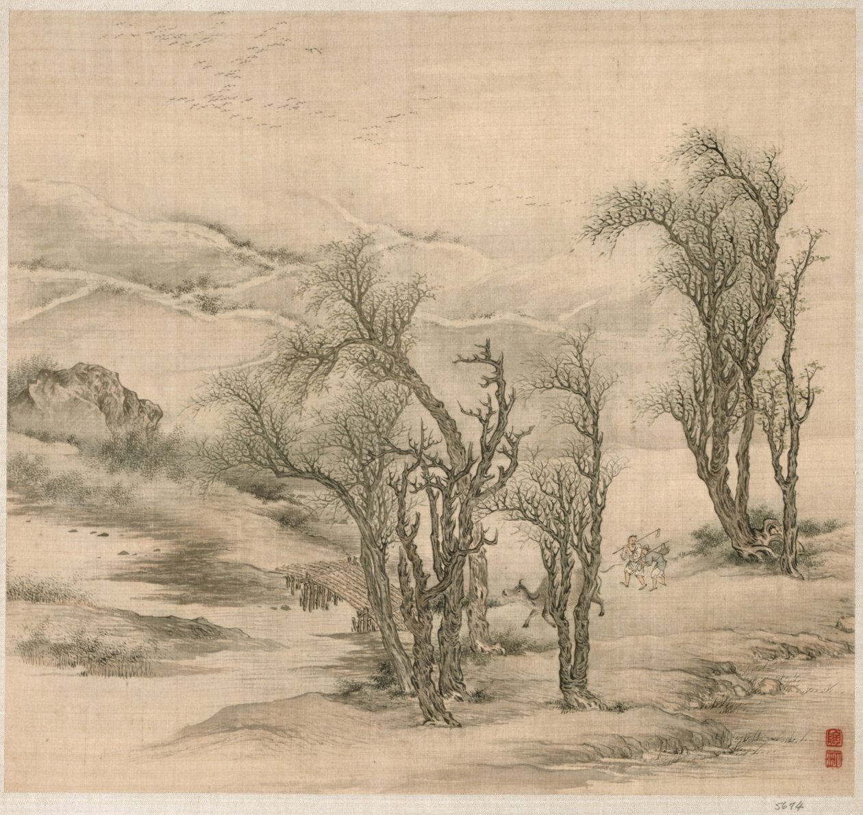 Camponeses que retornam em uma noite de primavera, início do século XVII. de Tao Hong