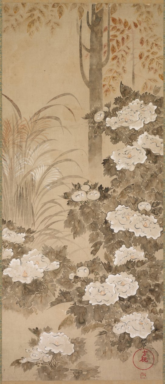 Flores e folhagem de outono, meados dos anos 1700. de Tatebayashi Kagei