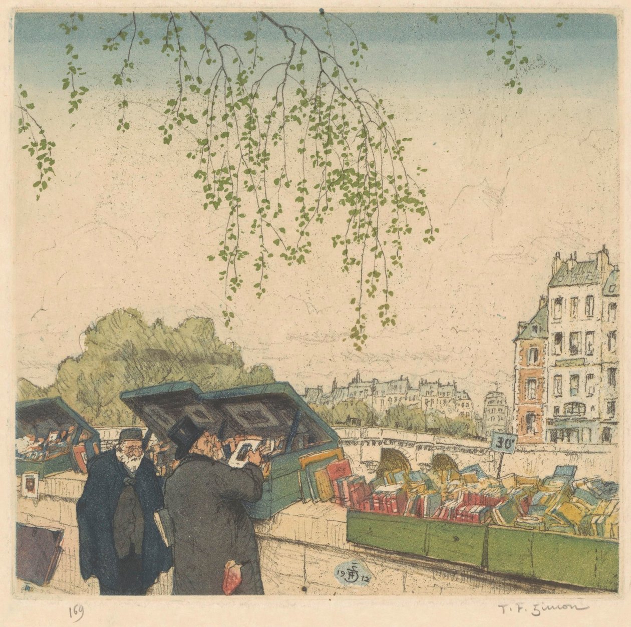 Livreiro em um cais em Paris de Tavík František Šimon (signed by artist)