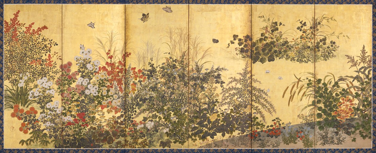 Flores e borboletas de Tawaraya Sotatsu