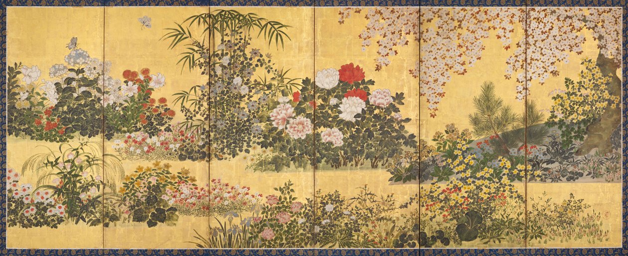 Flores e borboletas de Tawaraya Sotatsu