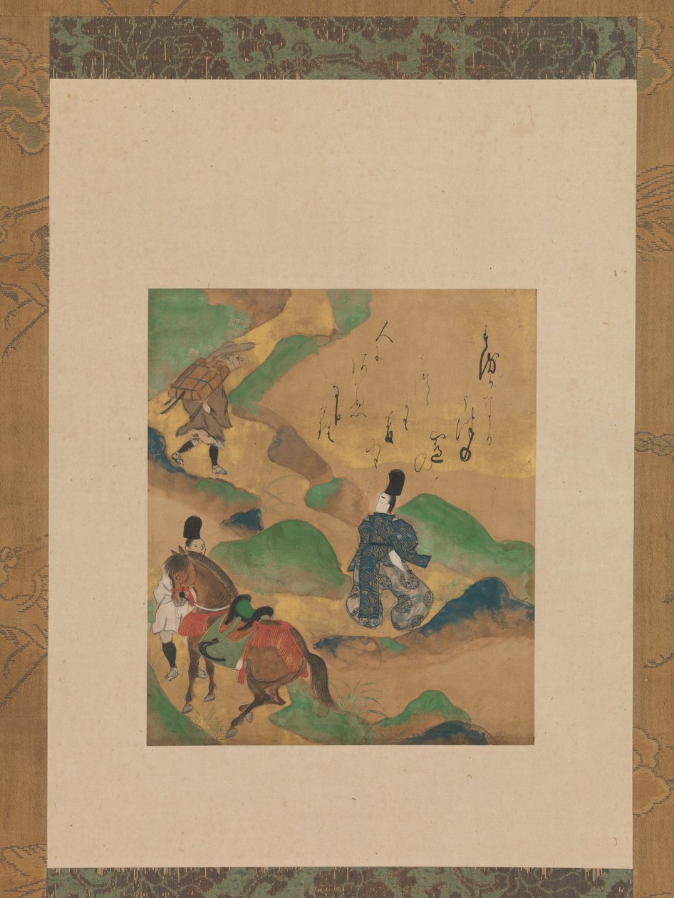 Monte Utsu Utsu no yama, de Os contos de Ise Ise monogatari, ca. 1634 de Tawaraya Sotatsu