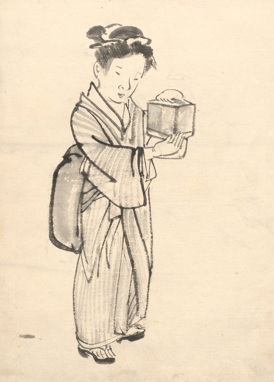 Garota segurando uma gaiola de críquete de Tawaraya Sōri