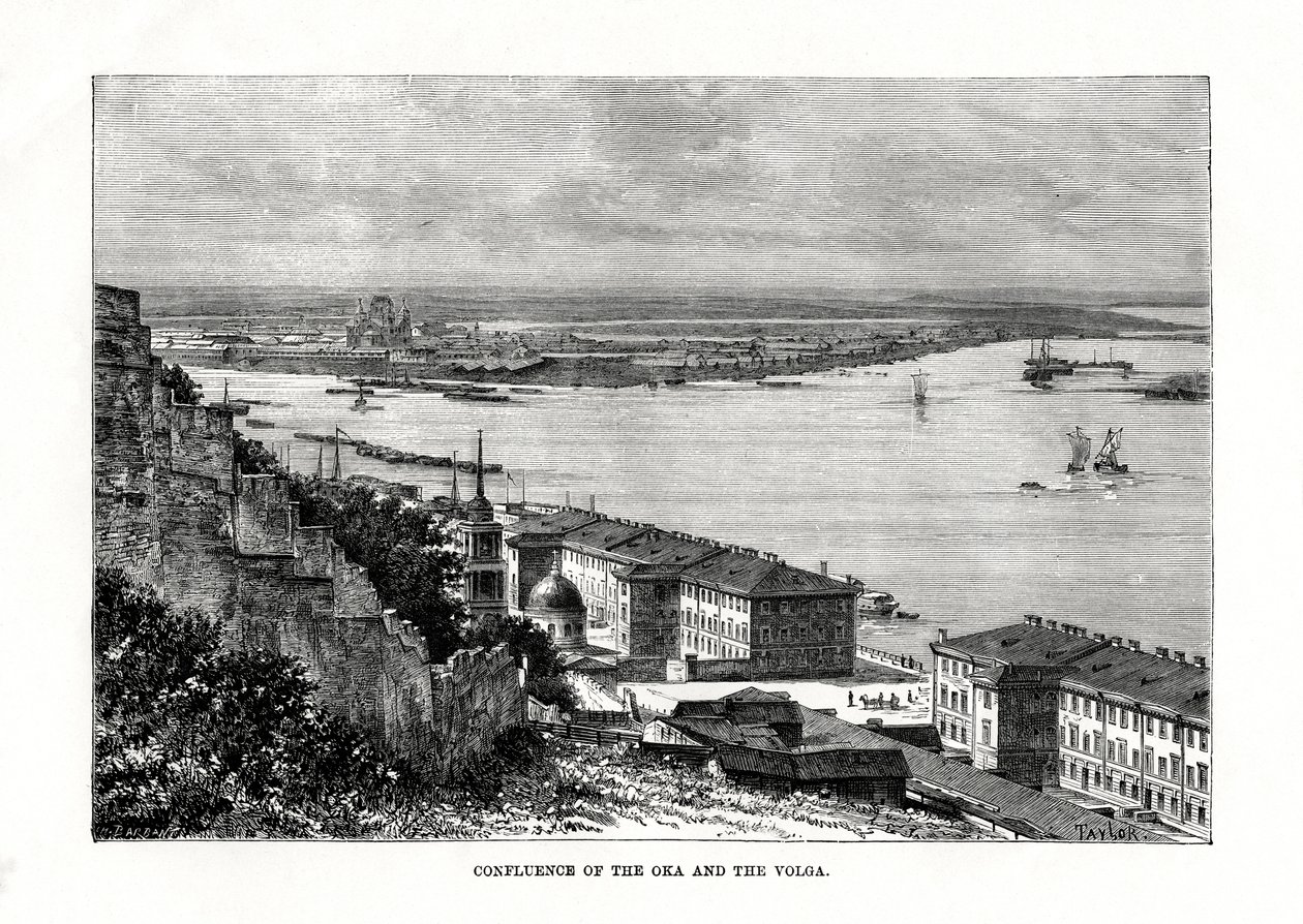 Confluência do Oka e do Volga, Rússia, 1879 de Taylor