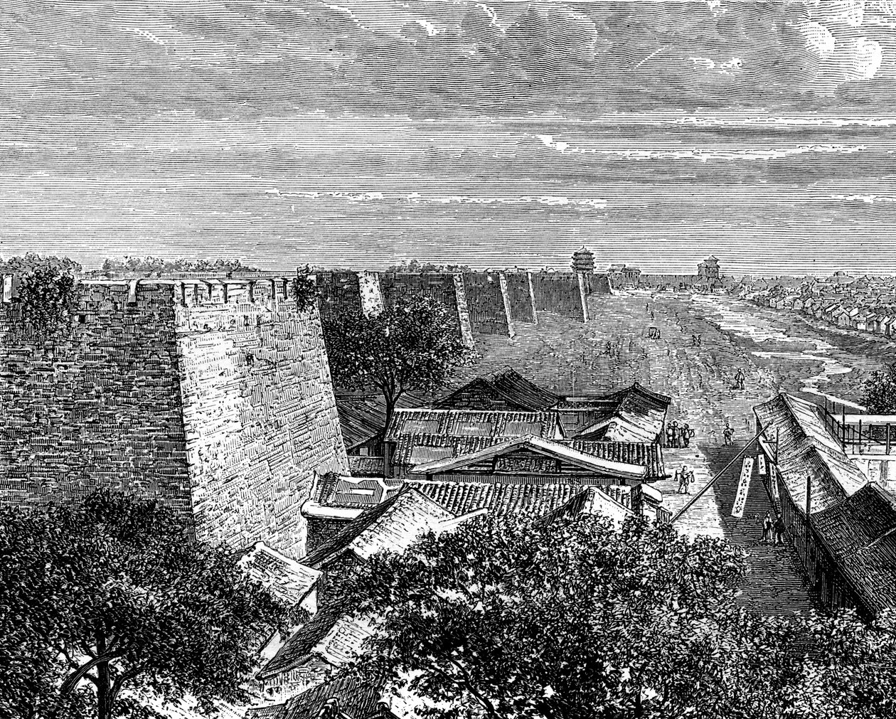 Muralhas da cidade velha de Pekings, China, século XIX de Taylor
