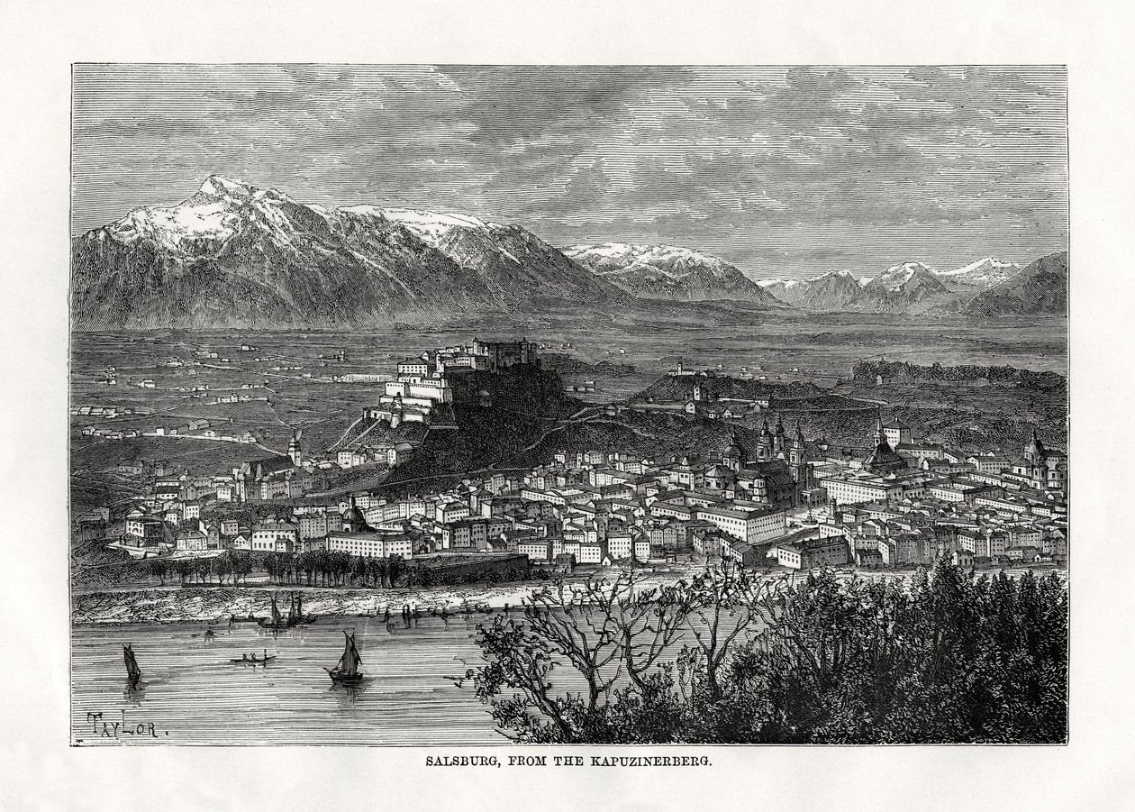 Salsburg, do Kapuzinerberg, Áustria, século XIX de Taylor