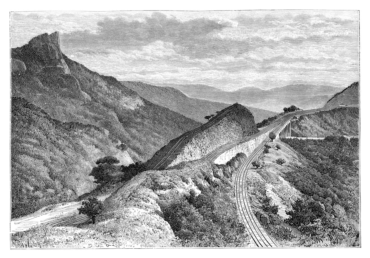 O Bhor Ghat, perto de Khandala, Índia, 1895. de Taylor