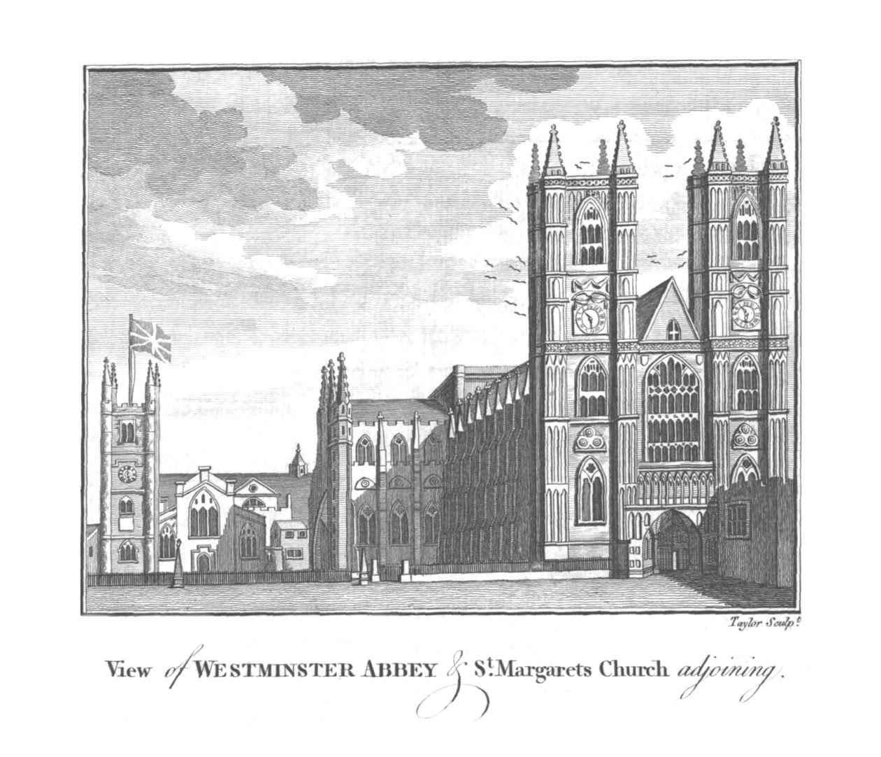 Vista da Abadia de Westminster e da Igreja de St.Margarets ao lado., Final do século XVIII a princípios do século XIX de Taylor