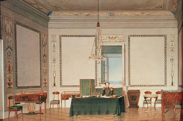 Imperador Alexandre I (1777-1825) no Palácio do Instituto, 1820 (wc no papel) de Tchernik Tchernik
