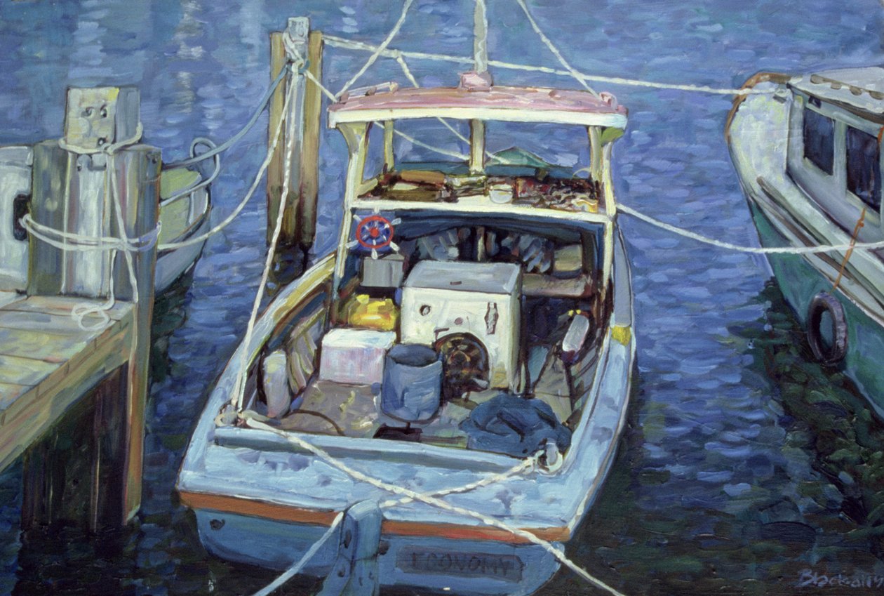 Antigo lançamento de pesca no cais, 1988 de Ted Blackall