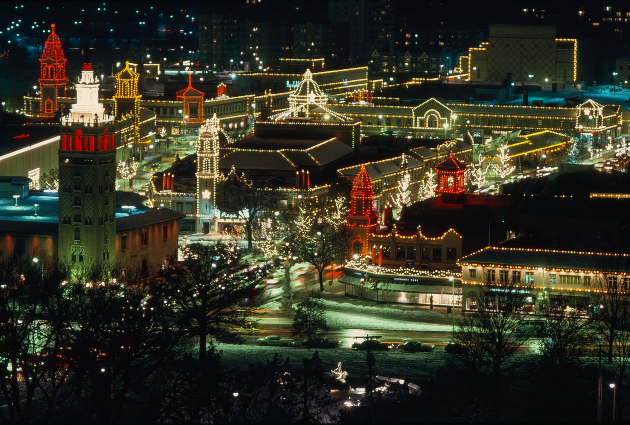 Luzes de Natal à noite, Kansas City de Ted Spiegel